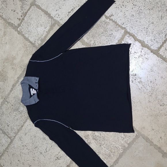 Carbon 2 Cobalt Sweater Men's Medium Black Gray Henley Knit Size M - Picture 2 of 7